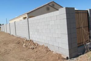 A building that has been built with concrete blocks.